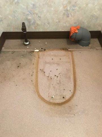 既存トイレを撤去します。