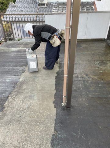 ベランダの防水　施工中