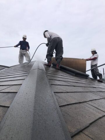 姫路市　外壁屋根塗装工事　　屋根高圧洗浄